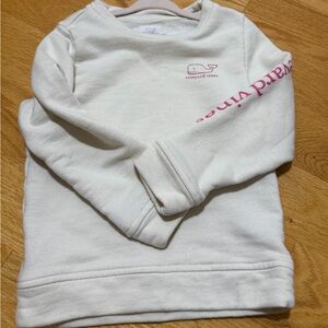 Vineyard Vines Kids White Sweatshirt with Pink Logo